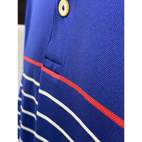 Peter Millar Summer Comfort Polo Shirt 2XL Blue White Striped Performance - Picture 8 of 8